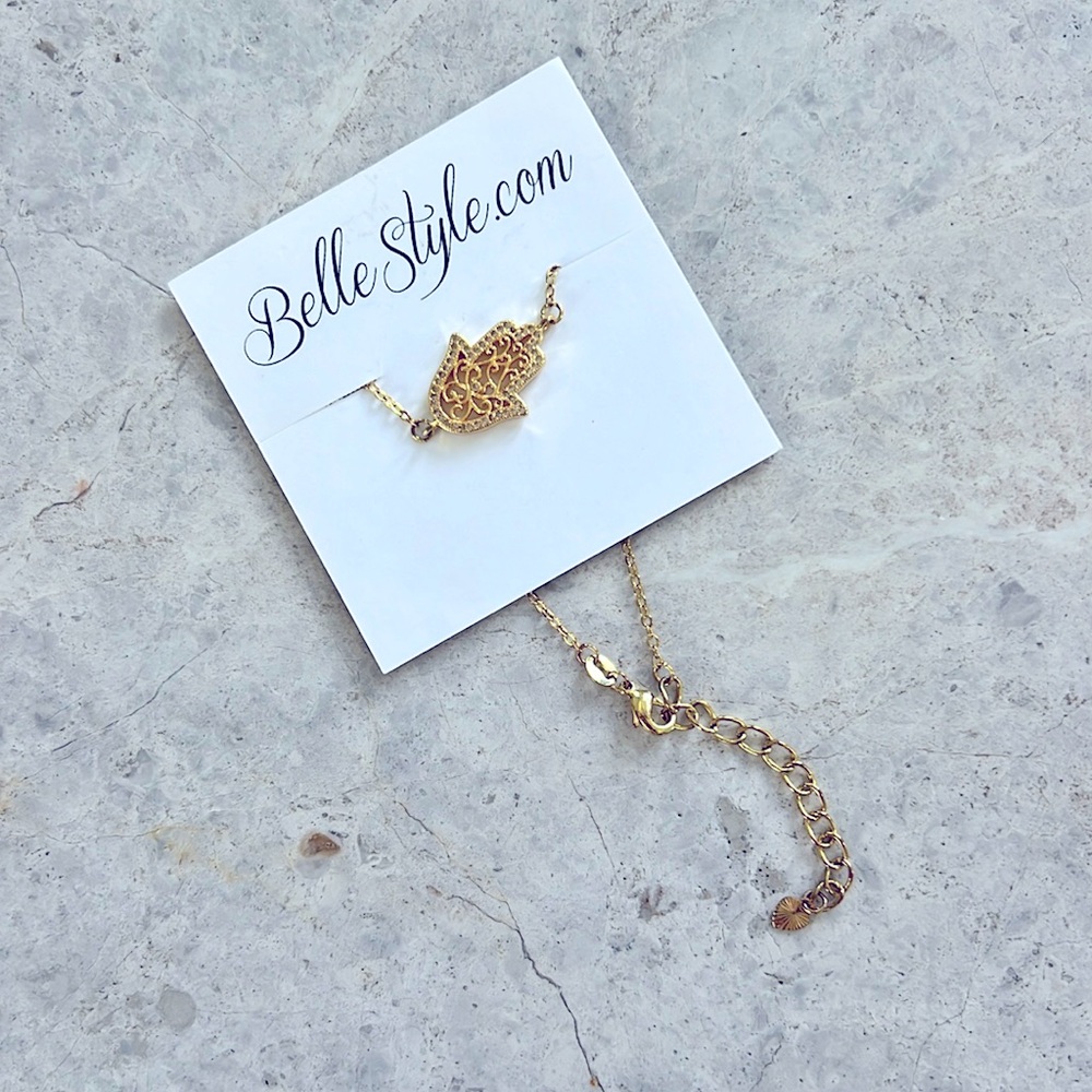 Bellestyle Gold Hamsa Adjustable Bracelet.